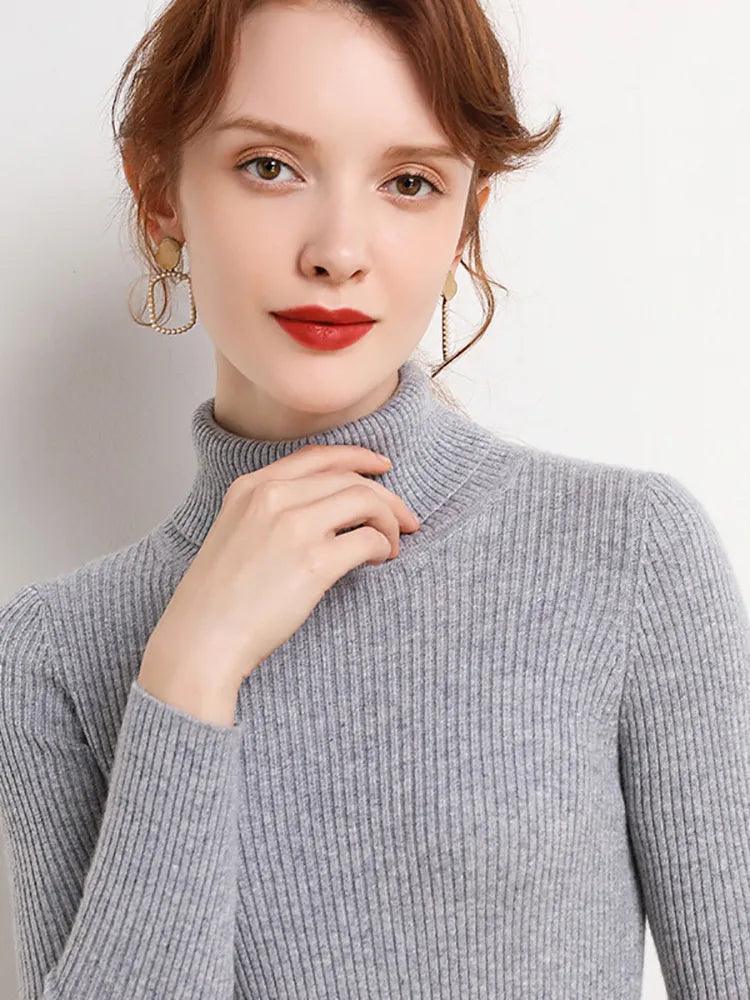Pull col roulé fin et doux – gris