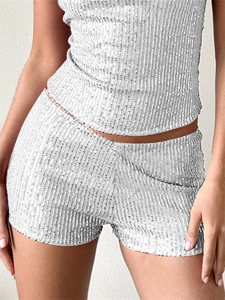 Short femme à paillettes