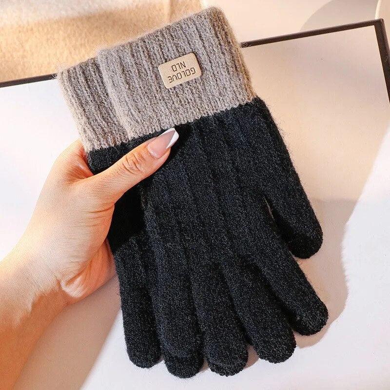 Gants d'hiver rayés en maille – vue 3