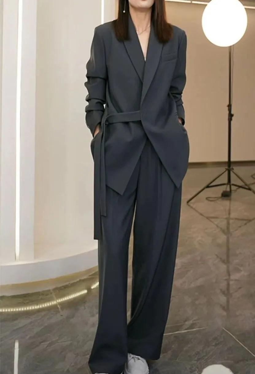 Ensemble blazer et pantalon large – ensemble gris