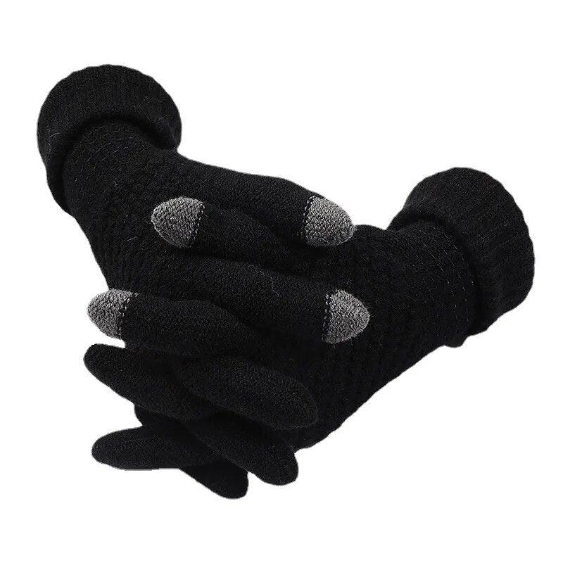 Gants d'hiver doux doublés – noir