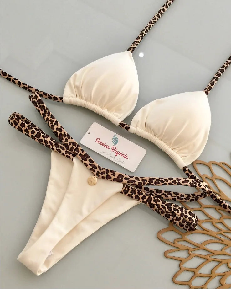 Instinct Léopard – Bikini Imprimé Sauvage à Lacets