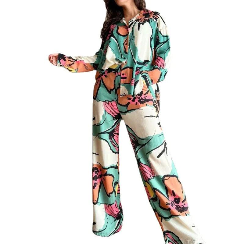 Ensemble d'été chemise et pantalon large imprimés – vue 5