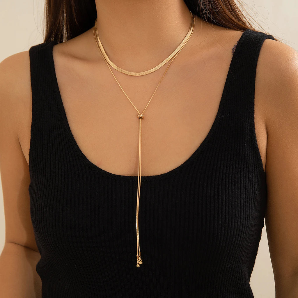 Collier double rang à maille plate