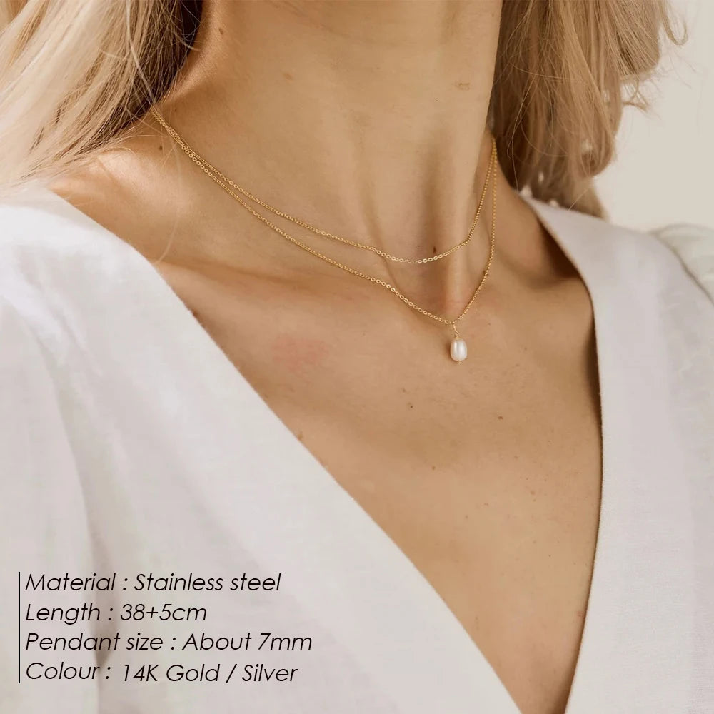 Collier double rang à perle d'imitation – vue 2