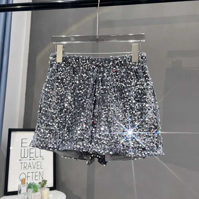 Short taille haute à paillètes +9 couleurs