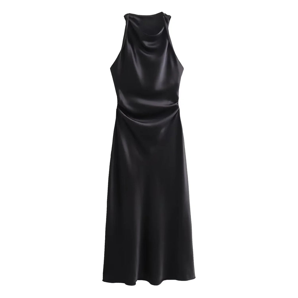 Robe Élégance Bohème – Halter Plissé