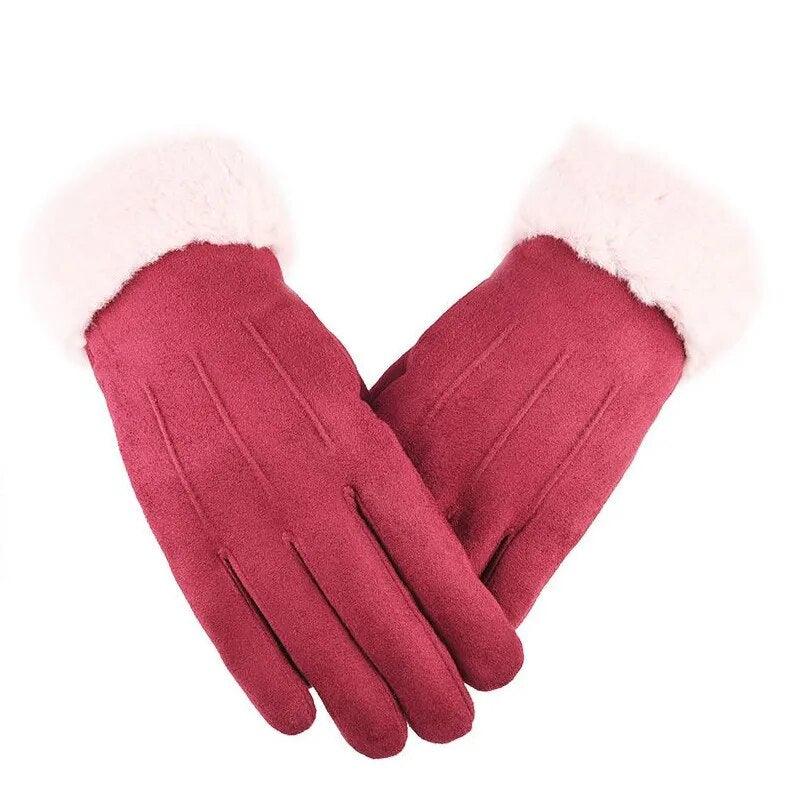 Gants d'hiver doux doublés – rouge