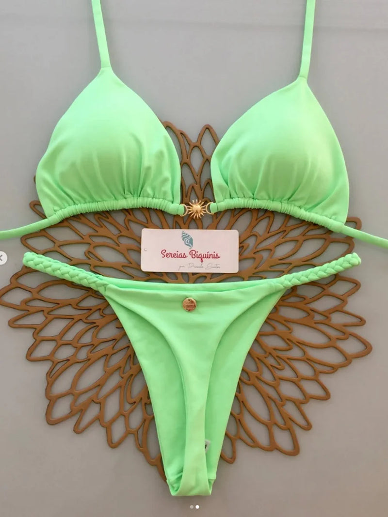 SoleilPur – Bikini bandeau uni à nouer