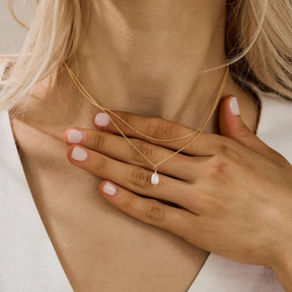 Collier double rang à perle d'imitation – vue 4