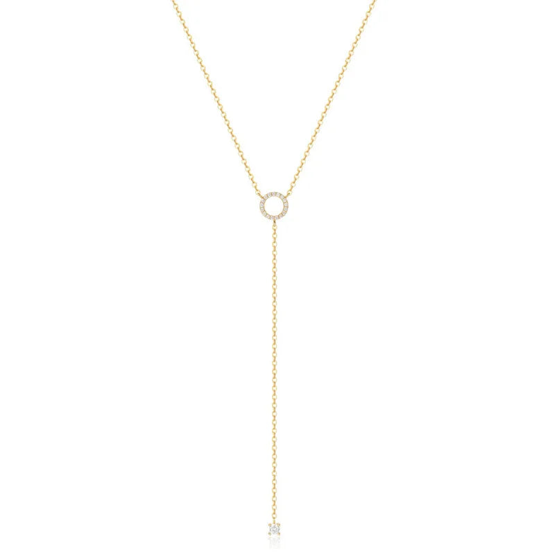 Collier en Y double rang à anneaux – doré