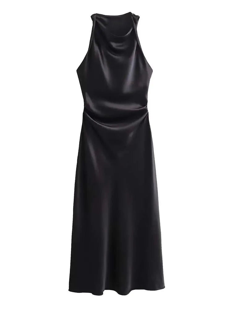 Robe Élégance Bohème – Halter Plissé