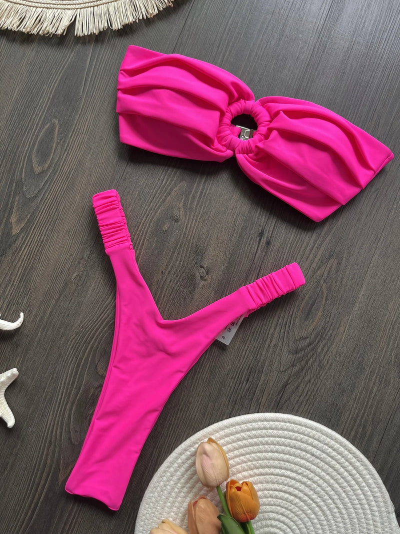 Soleil Doux – Bikini Tricot Uni Deux Pièces