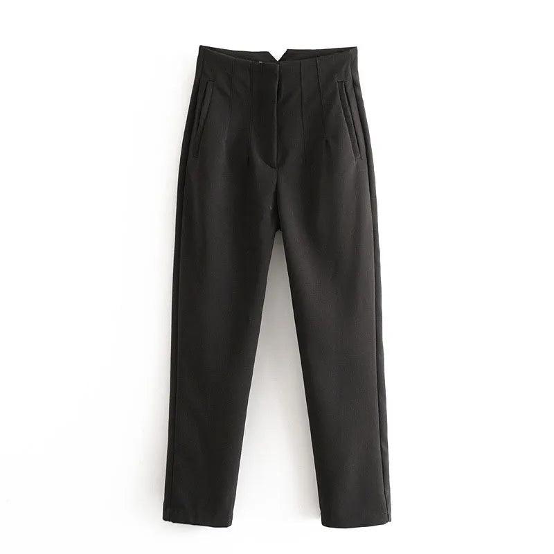 Pantalon chino cigarette taille haute – noir