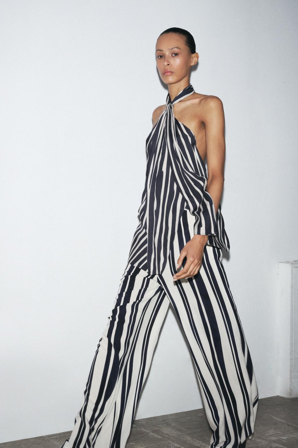 Ensemble haut licou et pantalon large rayé – vue 2